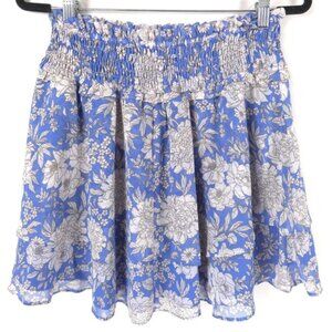 NWT EXPRESS Women’s Floral Mini Skirt Smocked‎ Ruffle Chiffon Layered MEDIUM